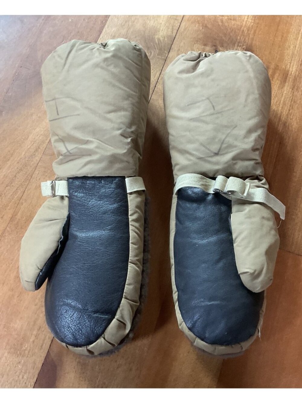 Eddie Bauer Vintage Goose Down Fur Gloves Oversized Winter Insulated